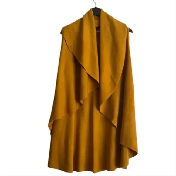 Anthropologie Moth Mustard Sleeveless Cardigan Vest - Picture 2 of 4